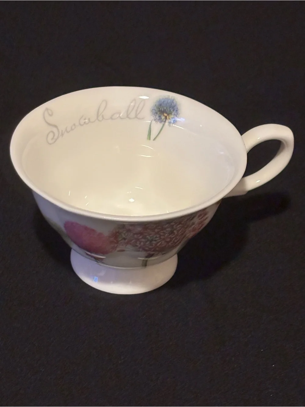 Stechol Bone China Snowball Teacup and Saucer Floral Design